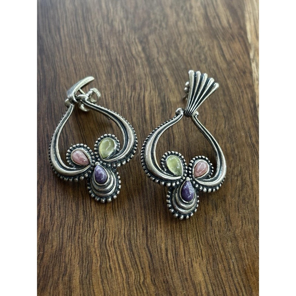 Carolyn Pollack Relios Windsong 925 Sterling Silver Multi Gemstones Earrings